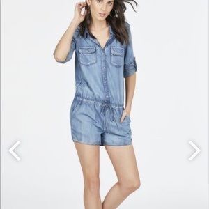 Lightweight chambray denim romper